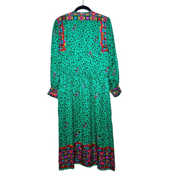 Anne Crimmins Umi Collections 80s Silk Long Sleeve Button Front Maxi Dress Sz 4 - Picture 6 of 8
